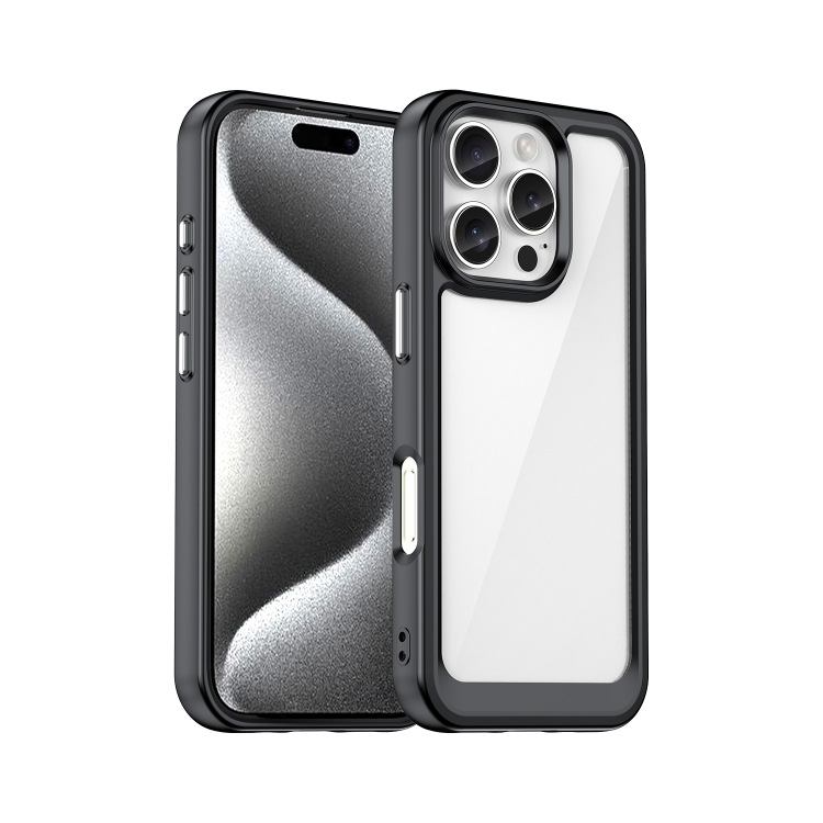 

For iPhone 16 Pro Colorful Series Acrylic + TPU Phone Case(Black)