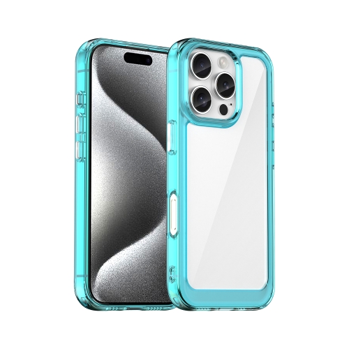 

For iPhone 16 Pro Colorful Series Acrylic + TPU Phone Case(Transparent Blue)