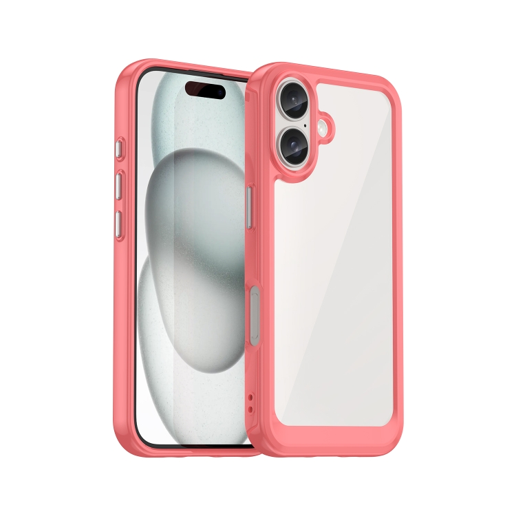 

For iPhone 16 Plus Colorful Series Acrylic + TPU Phone Case(Red)