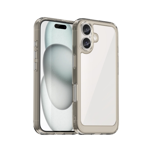 

For iPhone 16 Plus Colorful Series Acrylic + TPU Phone Case(Transparent Grey)