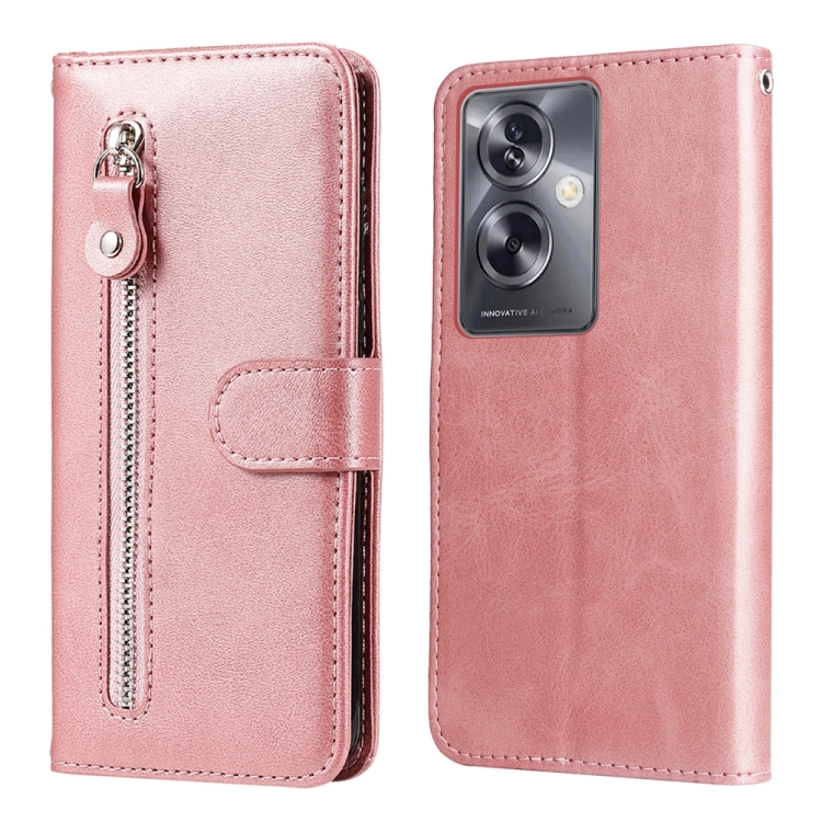 

For OPPO A79 5G Fashion Calf Texture Zipper Leather Phone Case(Rose Gold)