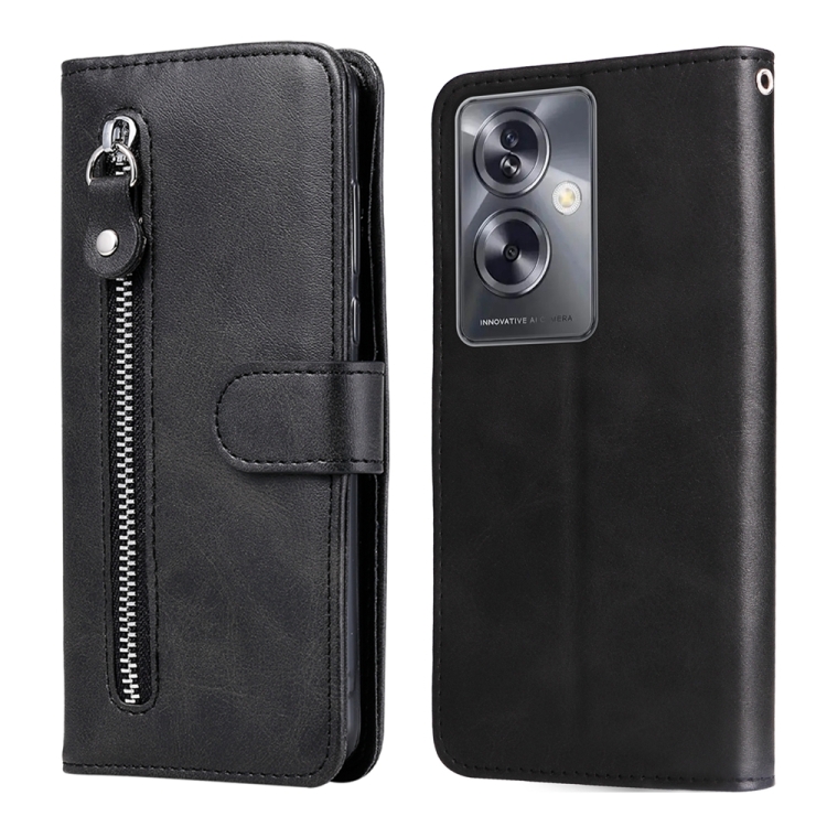 

For OPPO A79 5G Fashion Calf Texture Zipper Leather Phone Case(Black)