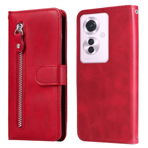 

For OPPO Reno11 F Global / F25 Pro Global Fashion Calf Texture Zipper Leather Phone Case(Red)