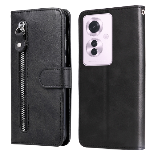 

For OPPO Reno11 F Global / F25 Pro Global Fashion Calf Texture Zipper Leather Phone Case(Black)