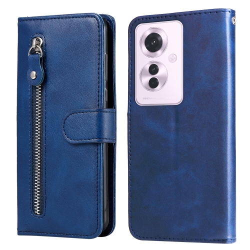 

For OPPO Reno11 F Global / F25 Pro Global Fashion Calf Texture Zipper Leather Phone Case(Blue)