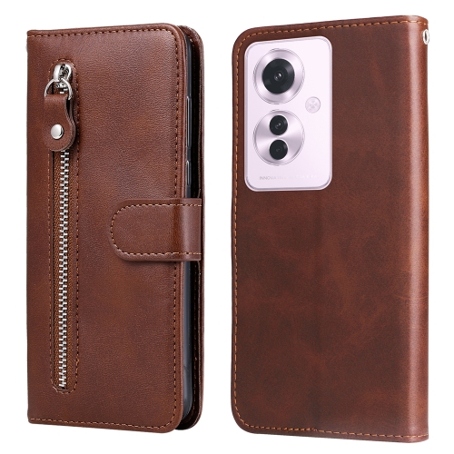 

For OPPO Reno11 F Global / F25 Pro Global Fashion Calf Texture Zipper Leather Phone Case(Brown)