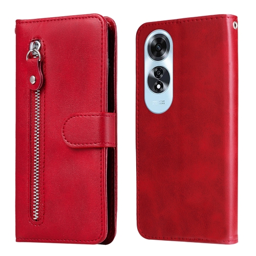 

For OPPO A60 4G Global Fashion Calf Texture Zipper Leather Phone Case(Red)