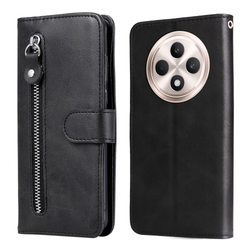 

For OPPO Reno12 F 4G Fashion Calf Texture Zipper Leather Phone Case(Black)