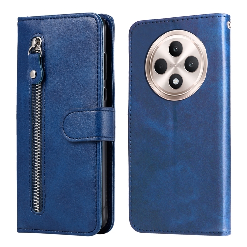 

For OPPO Reno12 F 4G Fashion Calf Texture Zipper Leather Phone Case(Blue)