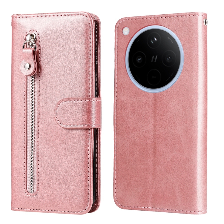 

For OPPO Find X8 Fashion Calf Texture Zipper Leather Phone Case(Rose Gold)