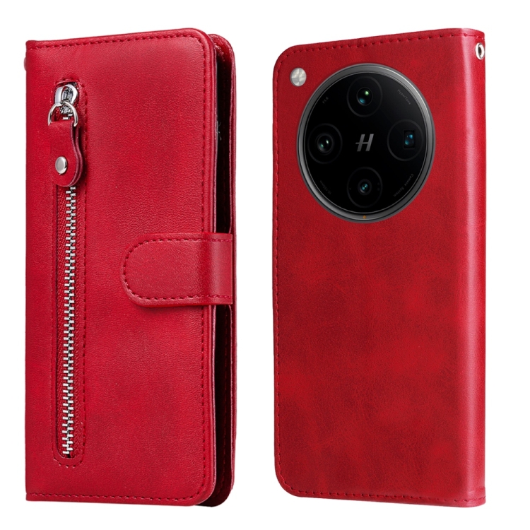 

For OPPO Find X8 Pro Fashion Calf Texture Zipper Leather Phone Case(Red)