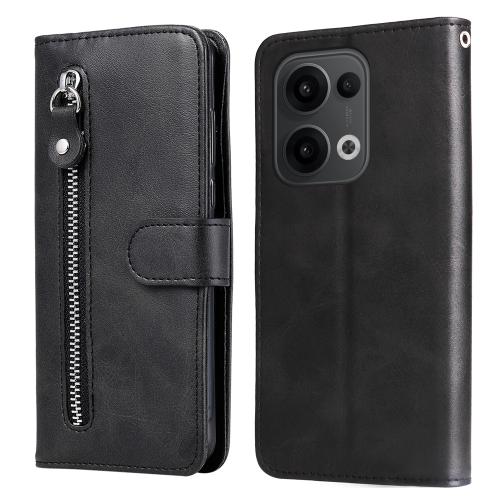 

For OPPO Reno13 Global Fashion Calf Texture Zipper Leather Phone Case(Black)