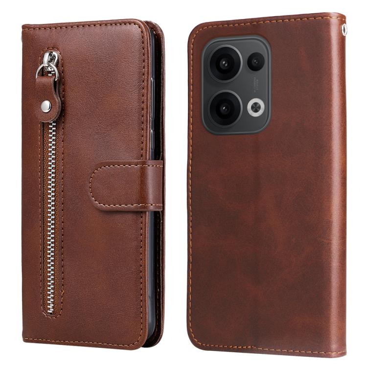 

For OPPO Reno13 / Reno14 / Reno14 F 5G Global Fashion Calf Texture Zipper Leather Phone Case(Brown)
