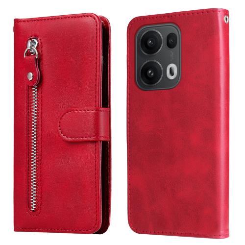 

For OPPO Reno13 Pro Global Fashion Calf Texture Zipper Leather Phone Case(Red)