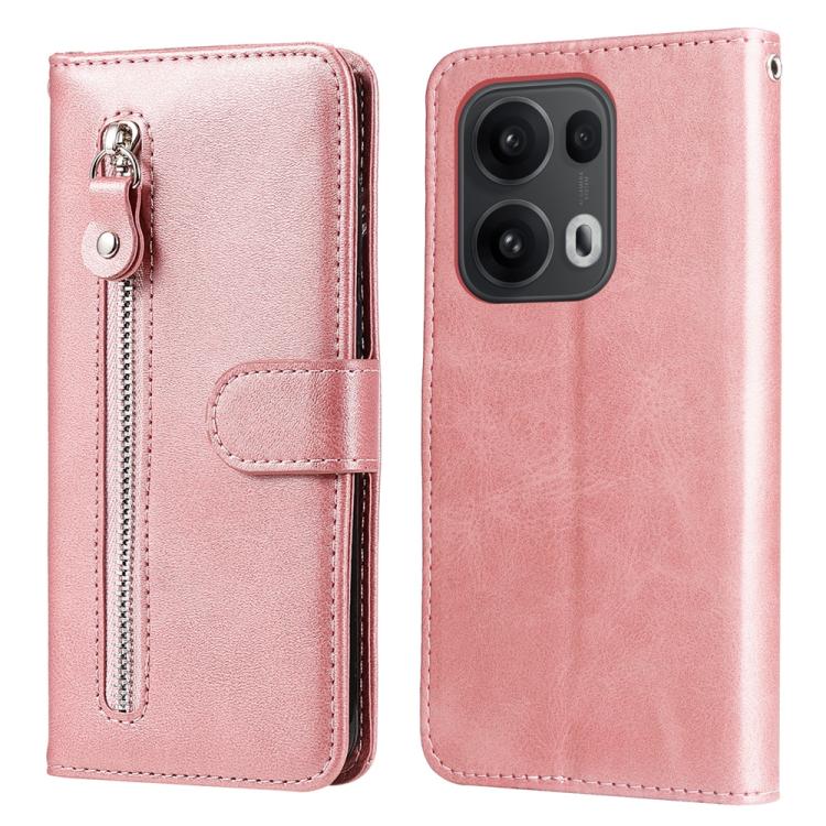 

For OPPO Reno13 Pro / Reno14 Pro Global Fashion Calf Texture Zipper Leather Phone Case(Rose Gold)