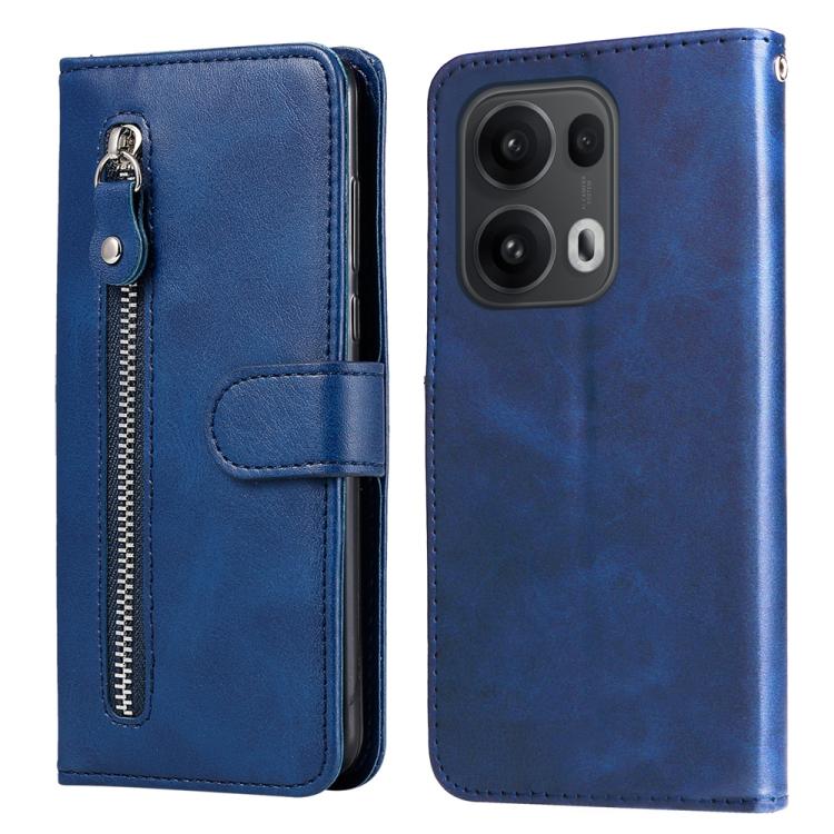 

For OPPO Reno13 Pro / Reno14 Pro Global Fashion Calf Texture Zipper Leather Phone Case(Blue)
