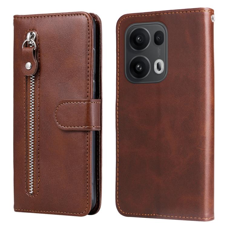 

For OPPO Reno13 Pro / Reno14 Pro Global Fashion Calf Texture Zipper Leather Phone Case(Brown)