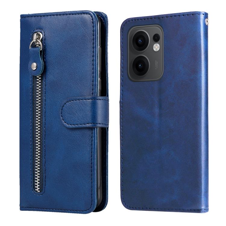 

For OPPO Reno13 F 4G / 5G Fashion Calf Texture Zipper Leather Phone Case(Blue)