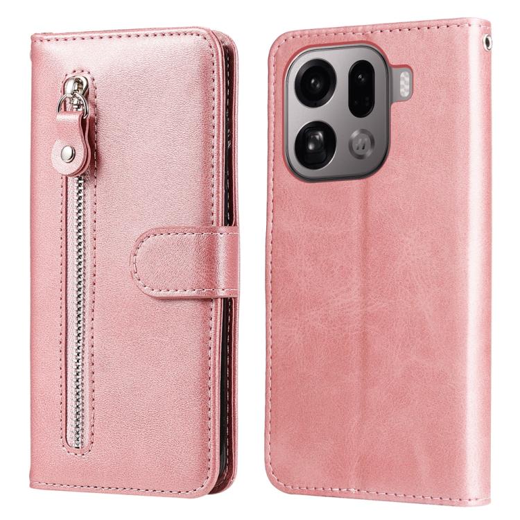 

For OPPO Find X9 Pro Fashion Calf Texture Zipper Leather Phone Case(Rose Gold)