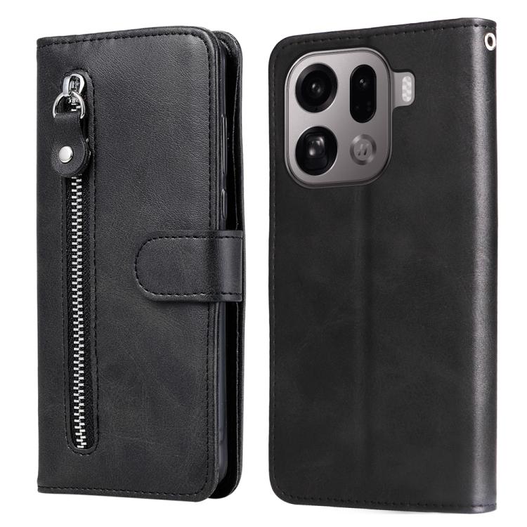 

For OPPO Find X9 Pro Fashion Calf Texture Zipper Leather Phone Case(Black)