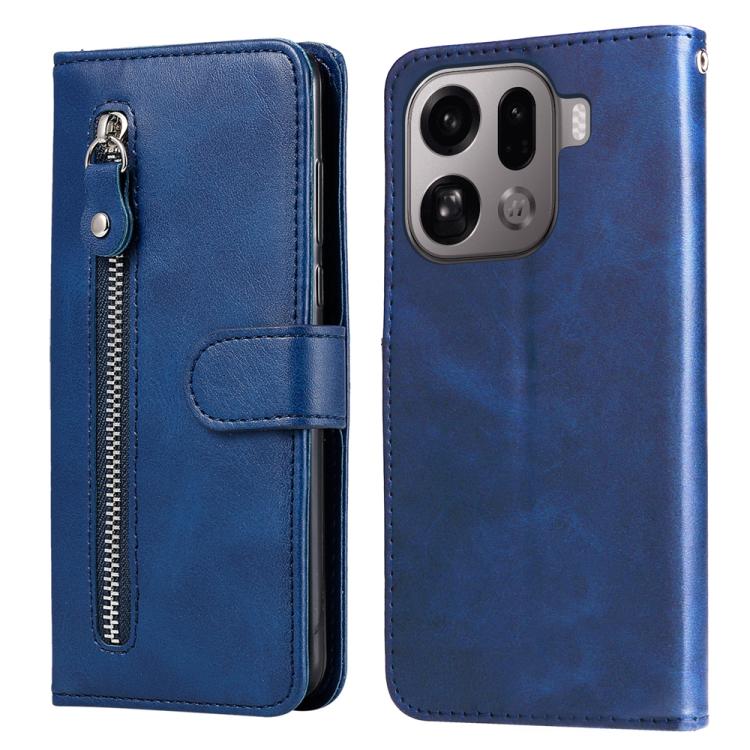 

For OPPO Find X9 Pro Fashion Calf Texture Zipper Leather Phone Case(Blue)
