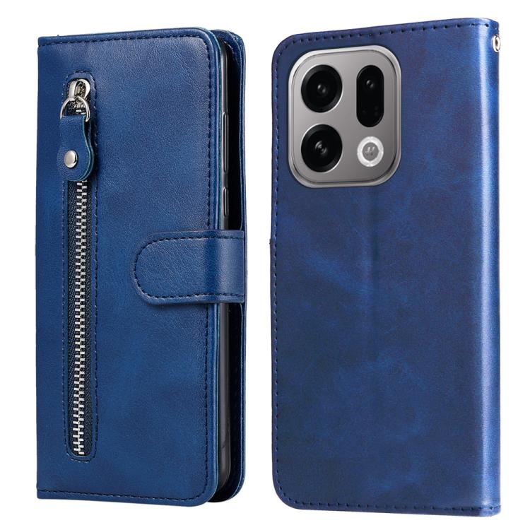 

For OPPO Find X9 Fashion Calf Texture Zipper Leather Phone Case(Blue)