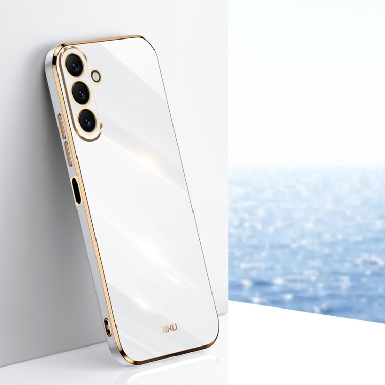 

For Samsung Galaxy M54 5G XINLI Straight Edge 6D Electroplate TPU Phone Case(White)