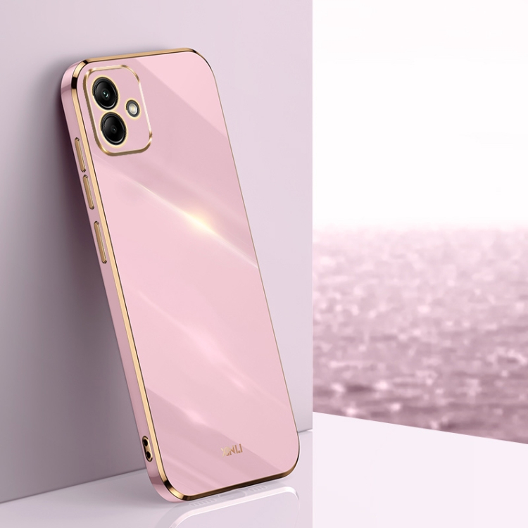 

For Samsung Galaxy A05 XINLI Straight Edge 6D Electroplate TPU Phone Case(Cherry Purple)