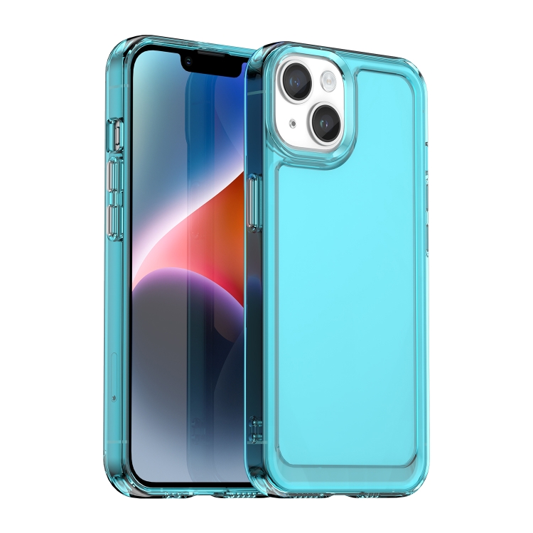 

For iPhone 15 Candy Series TPU Phone Case(Transparent Blue)