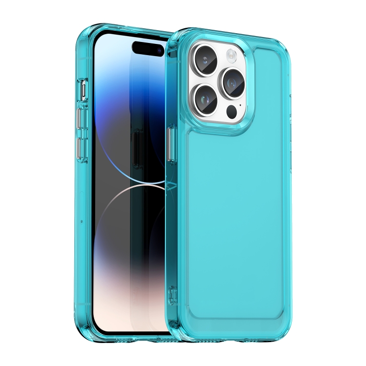 

For iPhone 15 Pro Candy Series TPU Phone Case(Transparent Blue)