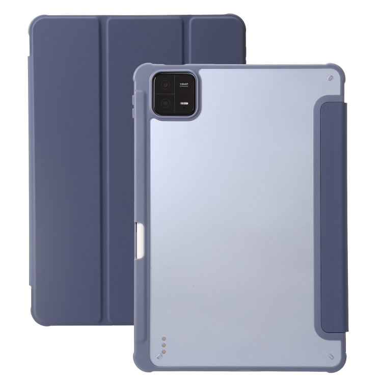 

For Xiaomi Pad 6 Pro 3-Fold Clear Acrylic Leather Tablet Case(Lavender)