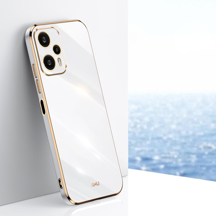 

For Xiaomi Redmi Note 12 Turbo XINLI Straight Edge 6D Electroplate TPU Phone Case(White)