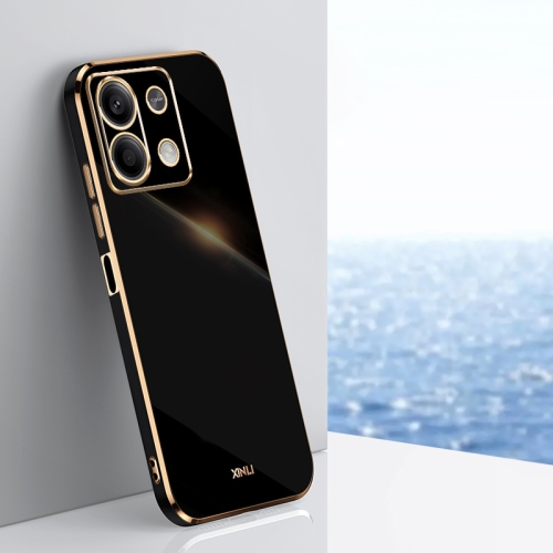 

For Xiaomi Redmi Note 13 5G XINLI Straight Edge 6D Electroplate TPU Phone Case(Black)