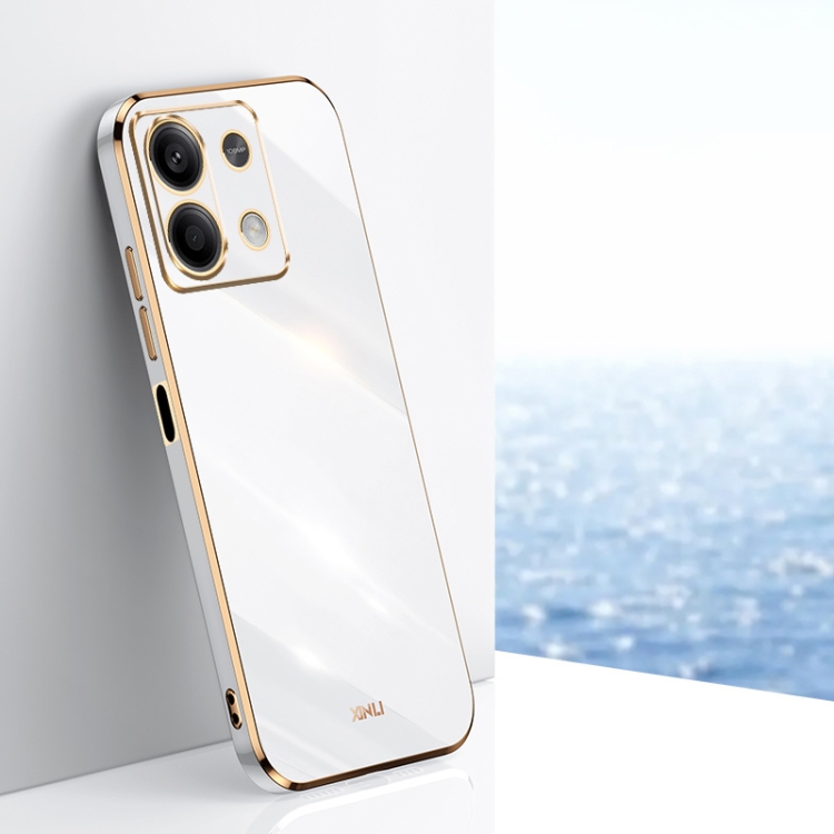 

For Xiaomi Redmi Note 13 5G XINLI Straight Edge 6D Electroplate TPU Phone Case(White)