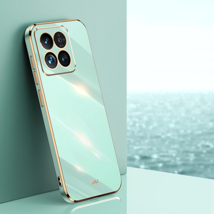 

For Xiaomi 14 Pro XINLI Straight Edge 6D Electroplate TPU Phone Case(Mint Green)