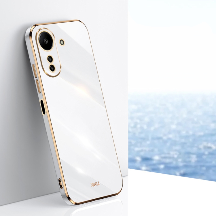 

For Xiaomi Redmi 13C 4G XINLI Straight Edge 6D Electroplate TPU Phone Case(White)
