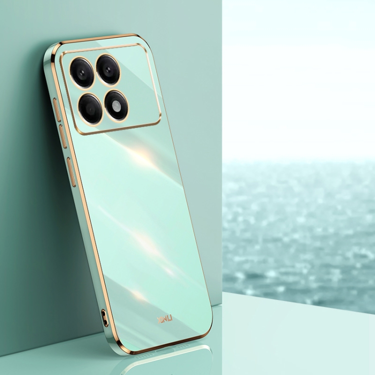 

For Xiaomi Redmi K70 XINLI Straight Edge 6D Electroplate TPU Phone Case(Mint Green)