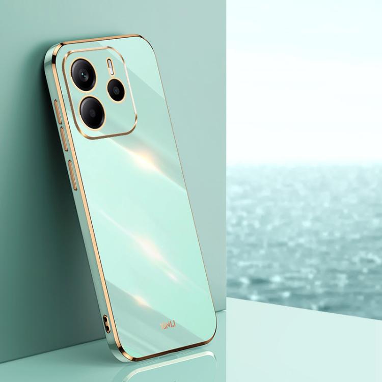 

For Redmi Note 14 4G 163.25mm XINLI Straight Edge 6D Electroplate TPU Phone Case(Mint Green)