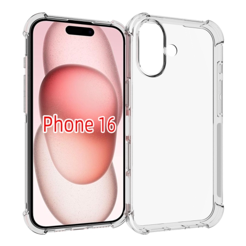 

For iPhone 16 Shockproof Non-slip Thickening TPU Phone Case(Transparent)