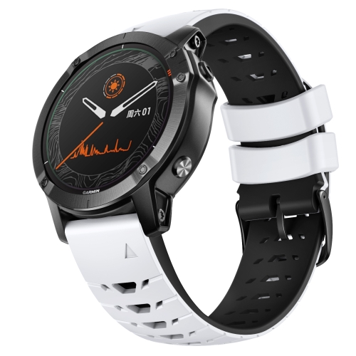 

For Garmin Fenix 7 22mm Trapezoidal Quick Release Silicone Watch Band(White Black)