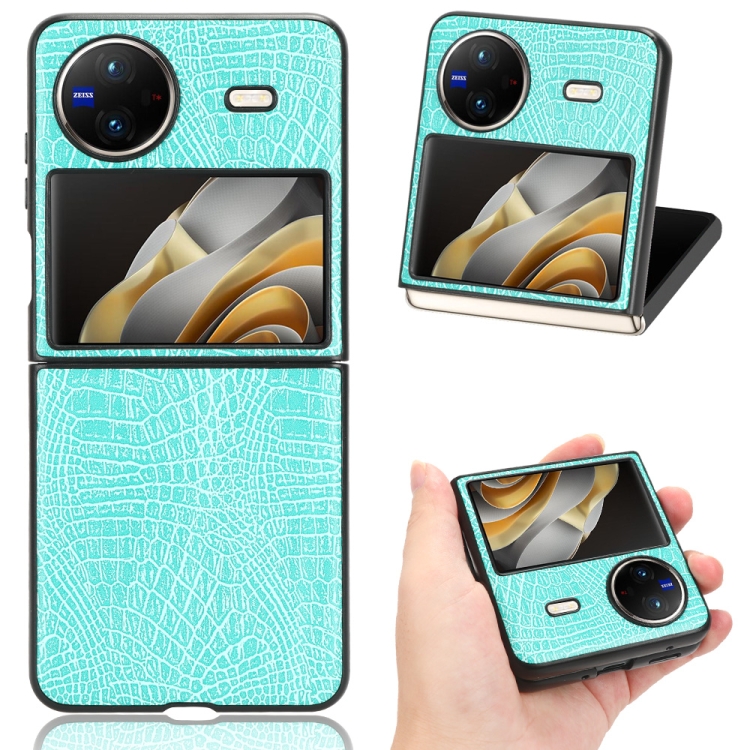 

For vivo X Flip Crocodile Texture PU Phone Case(Green)