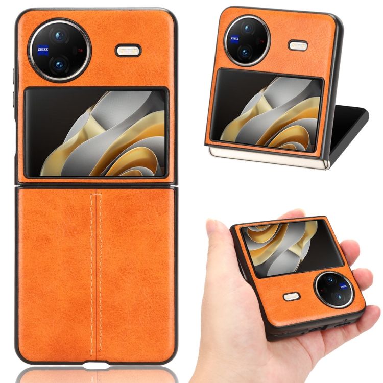 

For vivo X Flip Cow Pattern Sewing Back Cover Phone Case(Yellow)