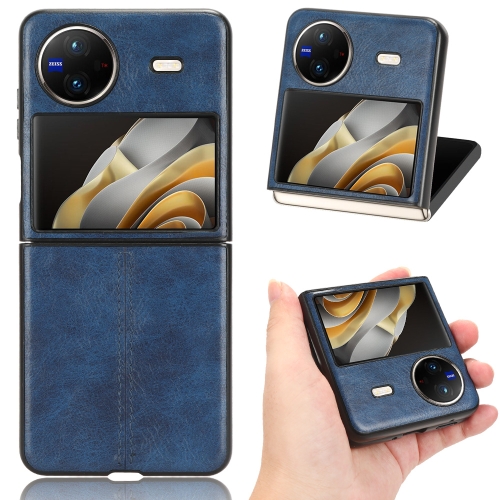 

For vivo X Flip Cow Pattern Sewing Back Cover Phone Case(Blue)