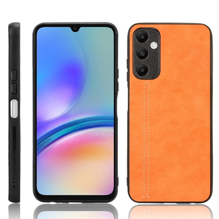 

For Samsung Galaxy A05s 4G Cow Pattern Sewing Back Cover Phone Case(Orange)