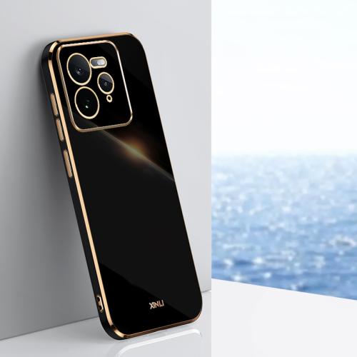 For Realme GT 7 Pro 5G XINLI Straight 6D Plating Gold Edge TPU Phone Case(Black)