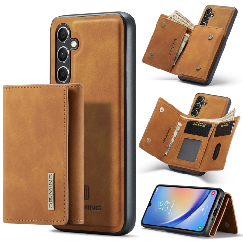 

For Samsung Galaxy A34 5G DG.MING M1 Series 3-Fold Multi Card Wallet + Magnetic Phone Case(Brown)