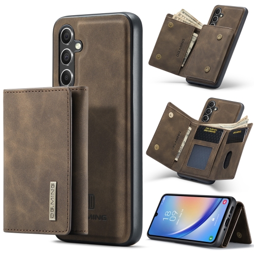 

For Samsung Galaxy A34 5G DG.MING M1 Series 3-Fold Multi Card Wallet + Magnetic Phone Case(Coffee)