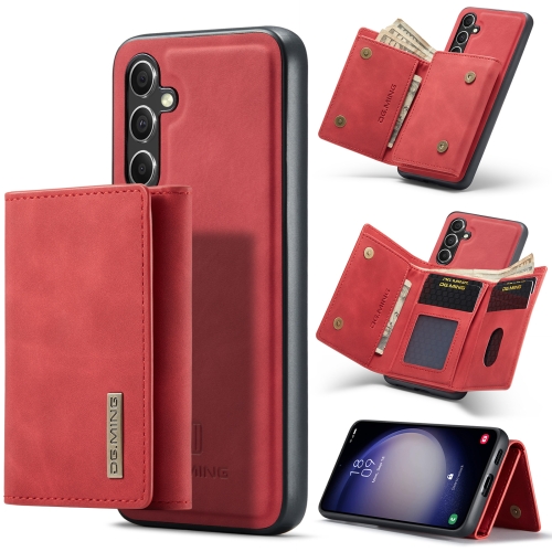 

For Samsung Galaxy S23 FE 5G DG.MING M1 Series 3-Fold Multi Card Wallet + Magnetic Phone Case(Red)