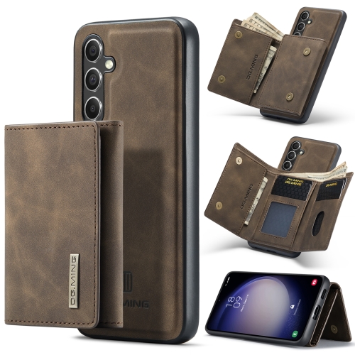 

For Samsung Galaxy S23 FE 5G DG.MING M1 Series 3-Fold Multi Card Wallet + Magnetic Phone Case(Coffee)