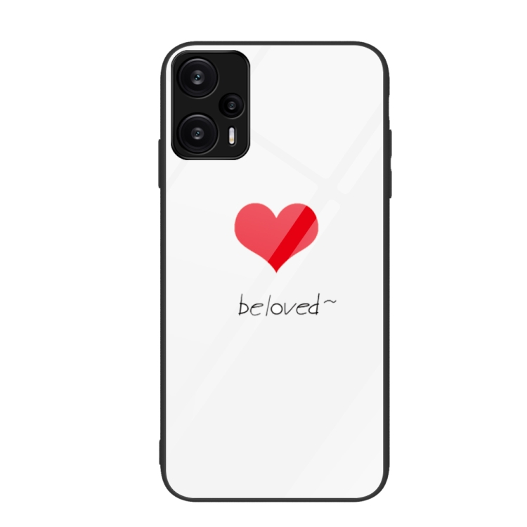 

For Xiaomi Redmi Note 12 Turbo Colorful Painted Glass Phone Case(Red Heart)